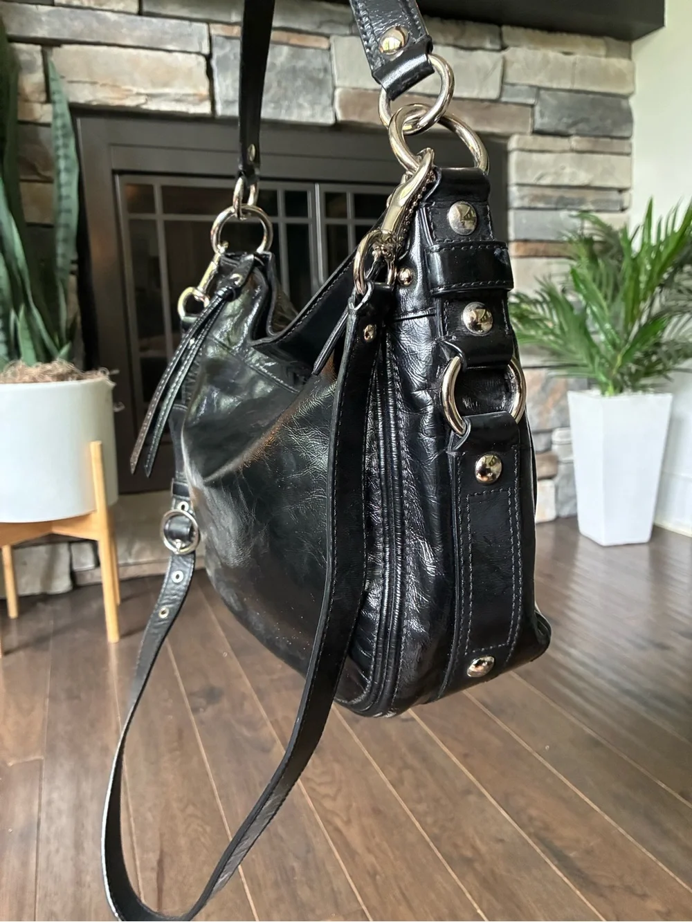 Coach Zoe Crinkle Patent Leather Convertible Hobo Bag, 15478, Y2K